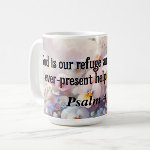Caneca De Café versículo da Bíblia Salmos tipografia floral aquar