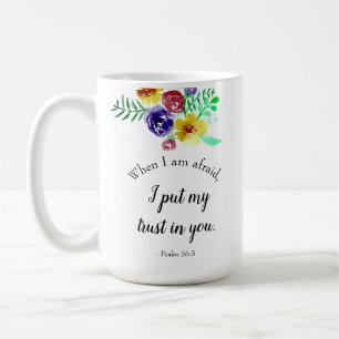Caneca De Café Versículo da Bíblia sobre medo Flores em aquarela