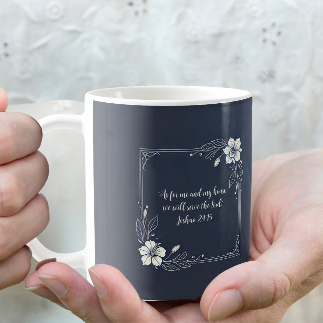 Caneca De Café Verso de Bíblia Personalizável Floral de Denim Bra (Criador carregado)