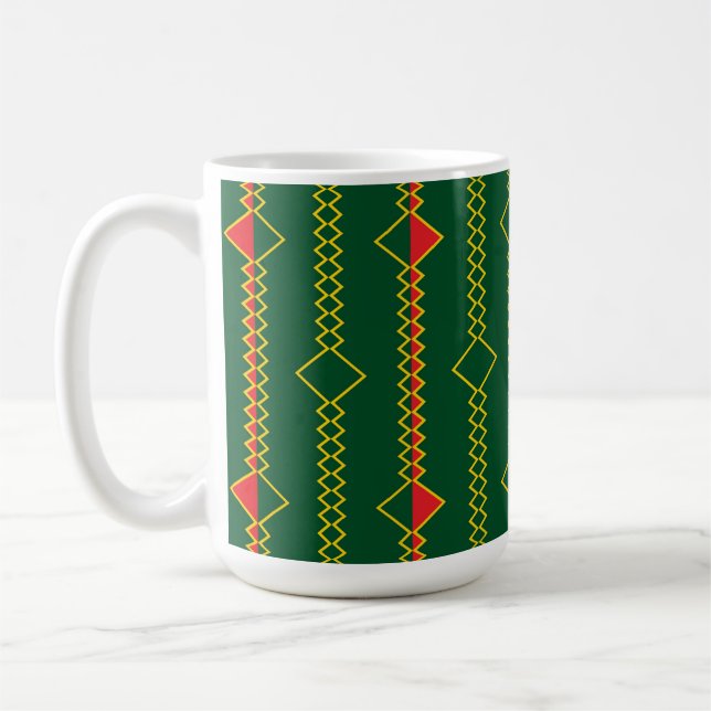 Caneca De Café Vertical Zigzag Lines Green Digital Paper-72729 (Esquerda)