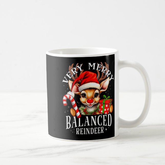 Caneca De Café Very Merry Balanced Reindeer Matching Christmas  (Direita)