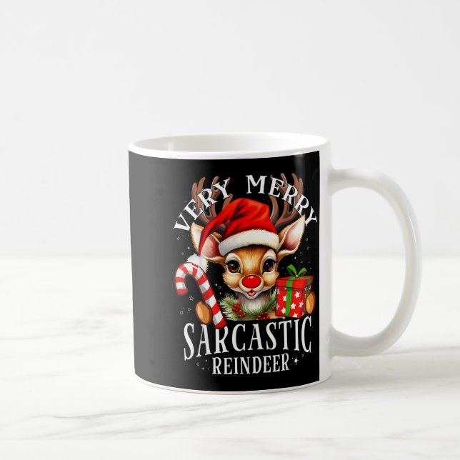 Caneca De Café Very Merry Sarcastic Reindeer Matching Christmas  (Direita)