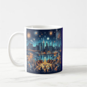 Caneca De Café Véspera de Ano Novo na Cidade de Nova York