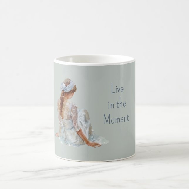 Caneca De Café Vestido Azul Claro Feminino Bonito (Centro)