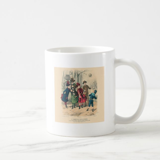 Caneca De Café Vestido de crianças vitorianas, vintage, antigo (Direita)