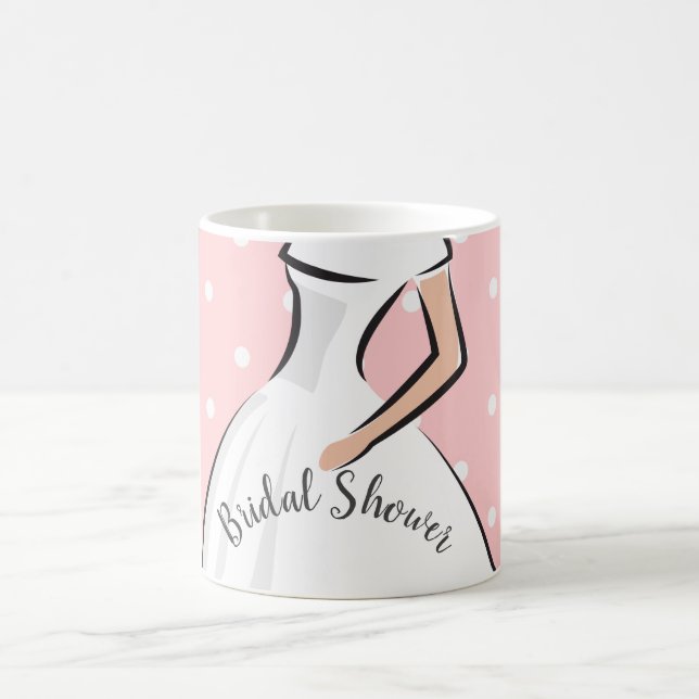 Caneca De Café Vestido de Noiva Rosa com Bolinhas Brancas para Ch (Centro)