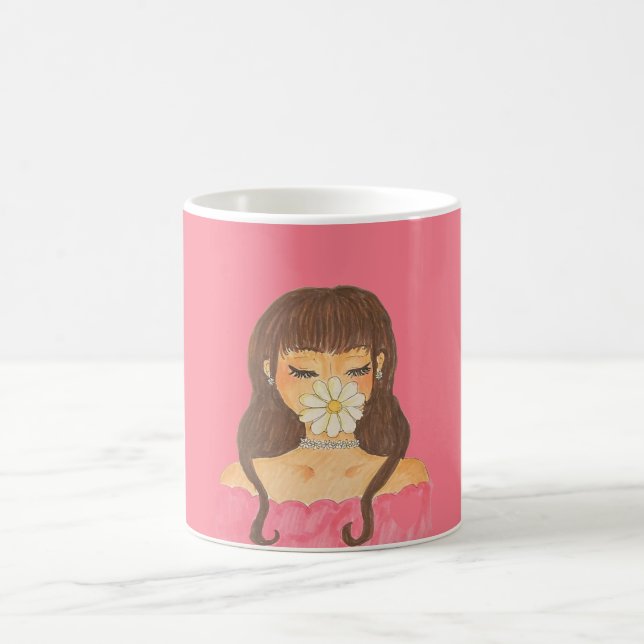 Caneca De Café Vestido Rosa Menina Margarida (Centro)
