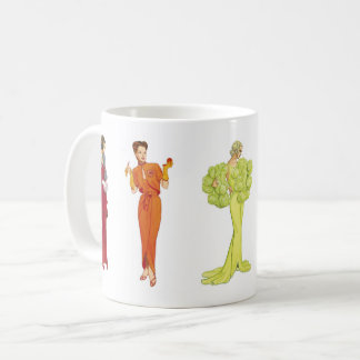 Caneca De Café Vestidos de Hollywood do vintage do arco-íris