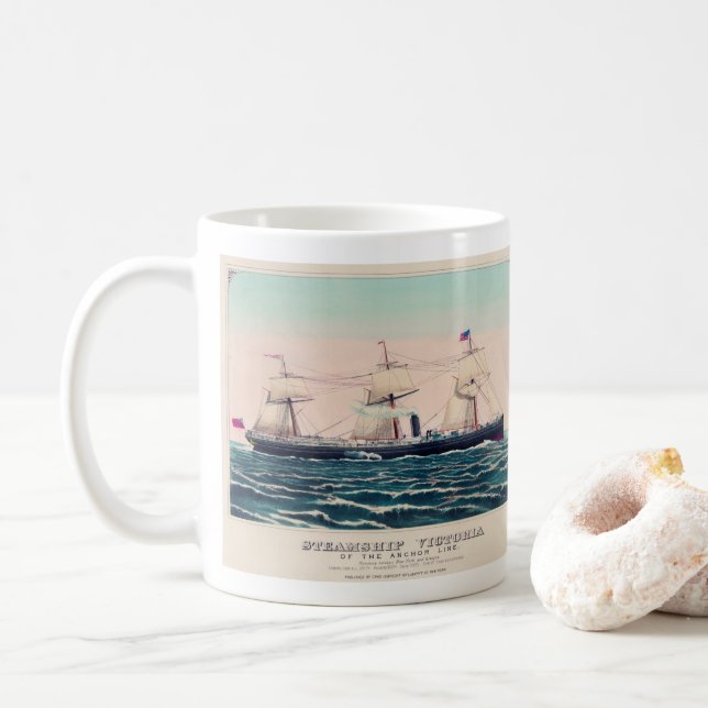 Caneca De Café Vestígio da Linha Anchor, 1876 (Com Donut)