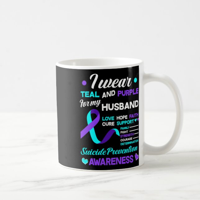 Caneca De Café Vestir Teal E Roxo Para O Meu Marido, Evitar O Sui (Direita)