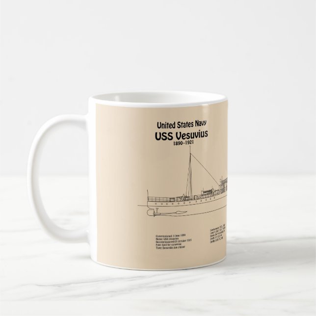Caneca De Café Vesúvio USS - Planos de Impressão de Plano de Entr (Esquerda)
