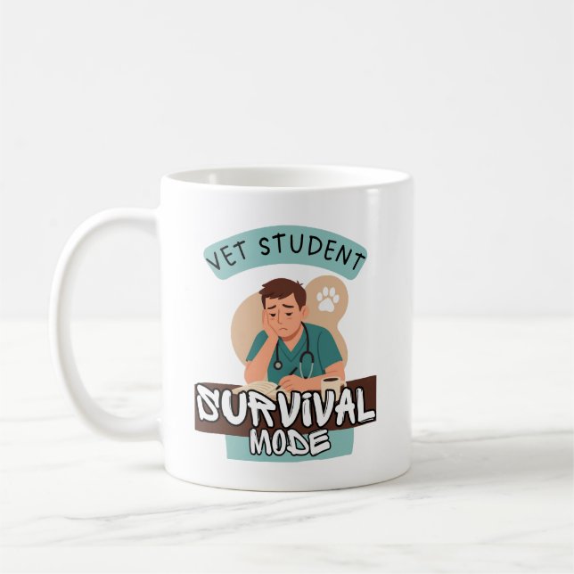 Caneca De Café Vet Student Survival Mode – Vet Student Design (Esquerda)