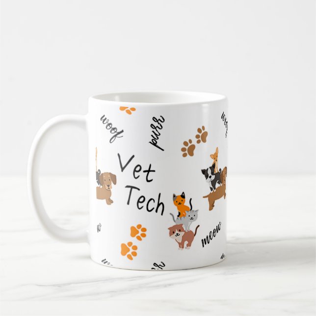 Caneca De Café Vet Tech com café para gatos e cães (Esquerda)