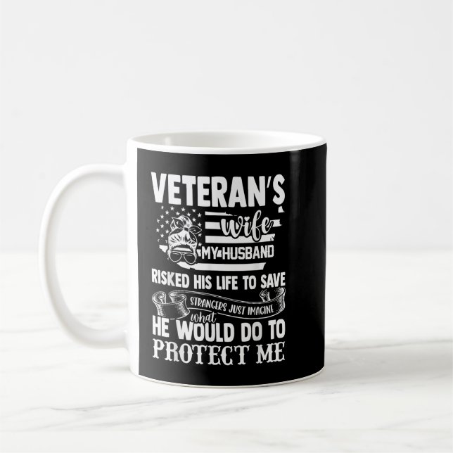 Caneca De Café Veterano Esposa Exército Marido Soldado Dizendo Le (Esquerda)