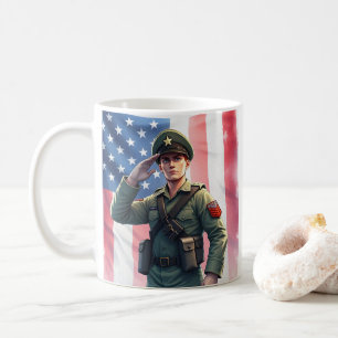 Caneca De Café Veterano Hero Soldier 4 de julho Dia da Independên