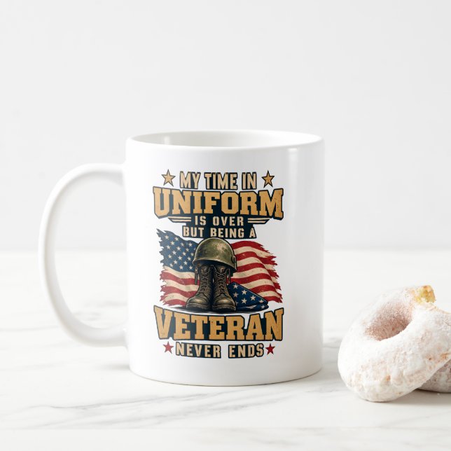 Caneca De Café Veterano MEU TEMPO DE UNIFORME ACABOU (Com Donut)