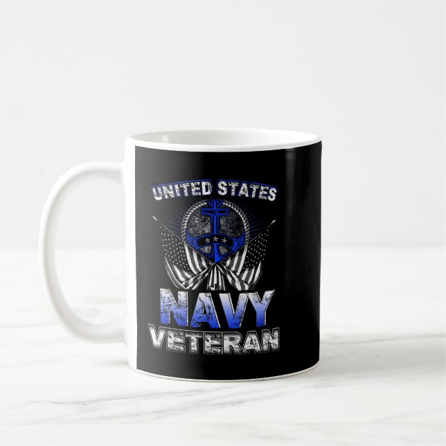 Caneca De Café Veterano Militar dos Estados Unidos Marinho (Esquerda)