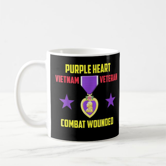 Caneca De Café Veterano Vietnã do Coração Roxo (Esquerda)