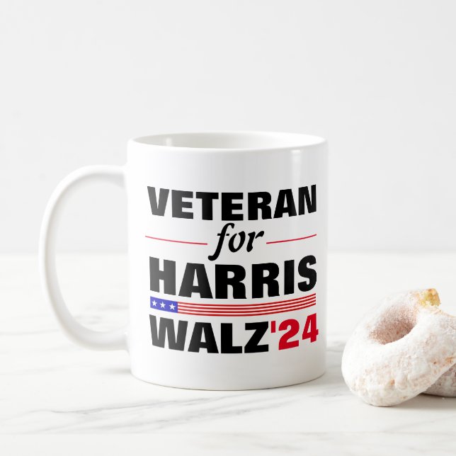 Caneca De Café Veteranos Personalizados para a Eleição de Harris  (Com Donut)