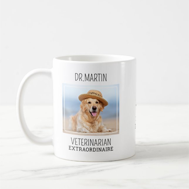 Caneca De Café Veterinária Foto de Pet em Cute Agradecimento Vete (Esquerda)