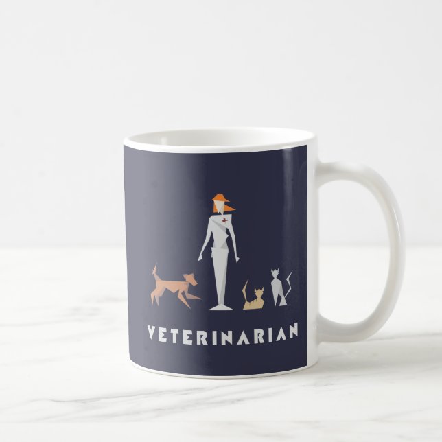 Caneca De Café Veterinário Geométrico feminino (Direita)
