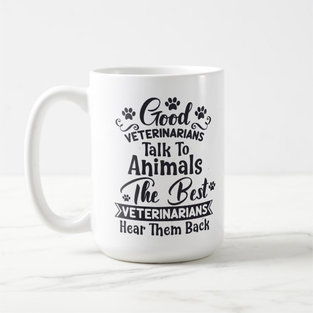 Caneca De Café Veterinários bons e engraçados falam com os animai (Esquerda)
