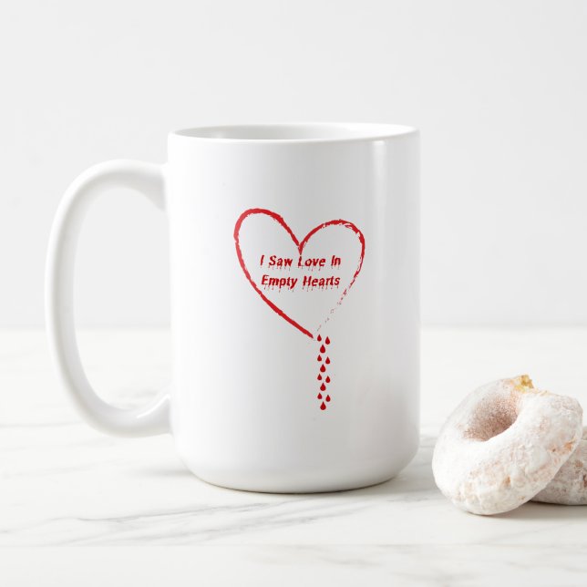 Caneca De Café Vi Amor Em Corações Vazios Design 3 (Com Donut)