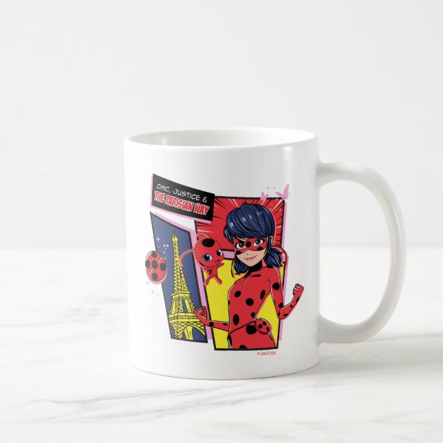 Caneca De Café Via Parisiense de Ladybug em Quadrinhos Miraculoso (Direita)