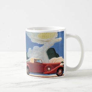 Caneca De Café Viagem Antiga, Carro Antigo Vermelho com Mulher Nu