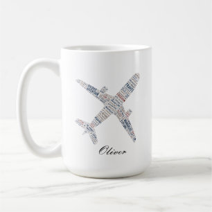 Caneca De Café Viagem Avião palavra tipografia wanderlust present