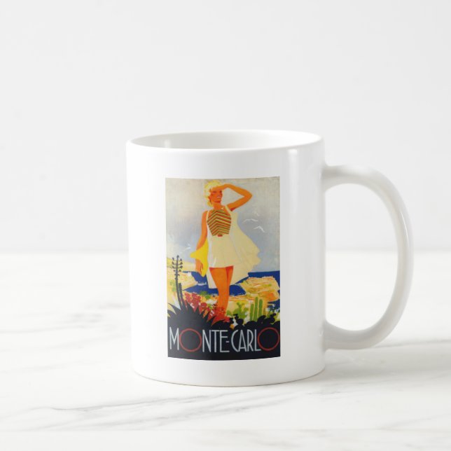 Caneca De Café Viagem da praia Monte Carlo, Moça Moda (Direita)