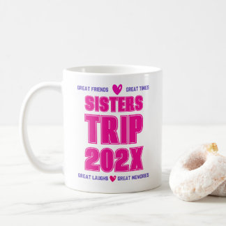 Caneca De Café Viagem das Irmãs 202X Ano Personalizado Vibe Amor