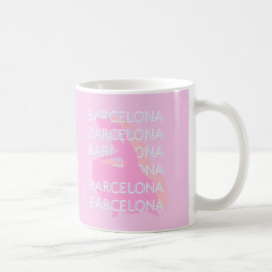 Caneca De Café Viagem de Barcelona, Espanha, Pastel, rosa