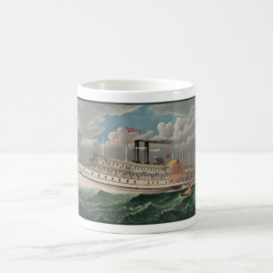 Caneca De Café Viagem de NY Grande Barco a Vapor com Rodas Pilgri