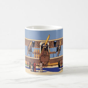 Caneca De Café Viagem e Transporte Antigo Avião Biplano