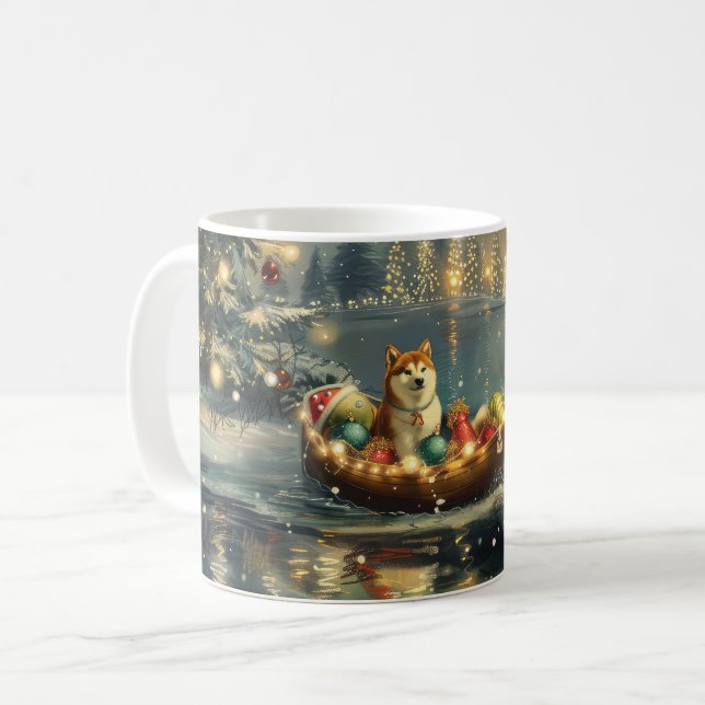 Caneca De Café Viagem Festiva de Natal de Akita (Frente Esquerda)