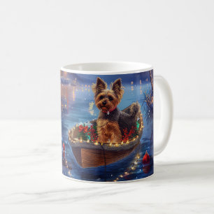 Caneca De Café Viagem Festiva de Natal de Biewer Terrier