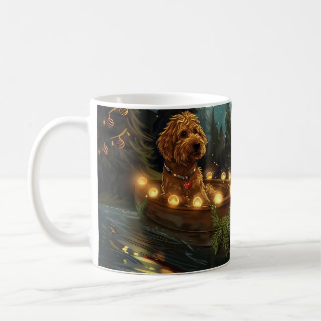 Caneca De Café Viagem Festiva de Natal do Bernedoodle (Esquerda)