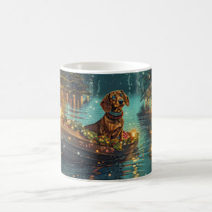 Caneca De Café Viagem Festiva de Natal do Dachshund