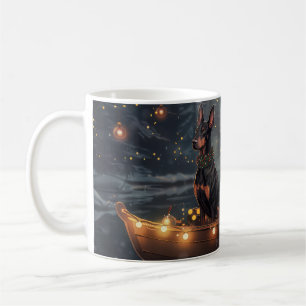 Caneca De Café Viagem Festiva de Natal do Doberman