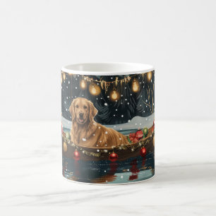 Caneca De Café Viagem Festiva de Natal do Golden Retriever 