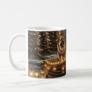Caneca De Café Viagem Festiva de Natal do Pastor Alemão