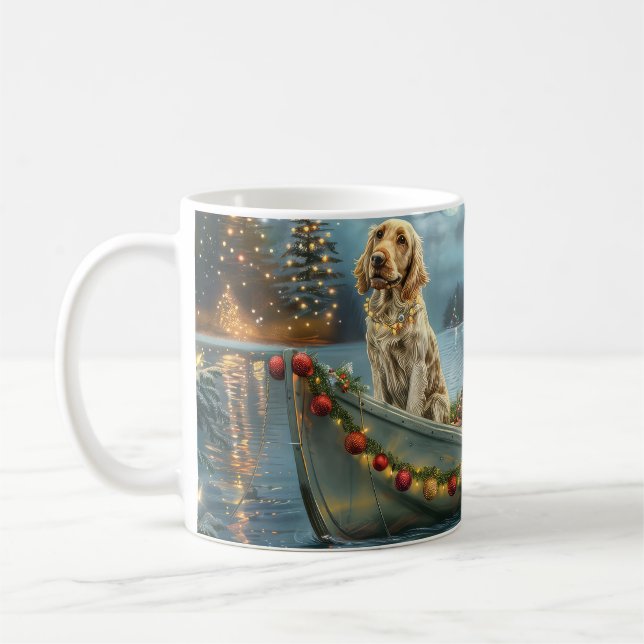 Caneca De Café Viagem Festiva de Natal do Setter Inglês (Esquerda)