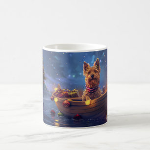 Caneca De Café Viagem Festiva de Natal do Terrier Australiano