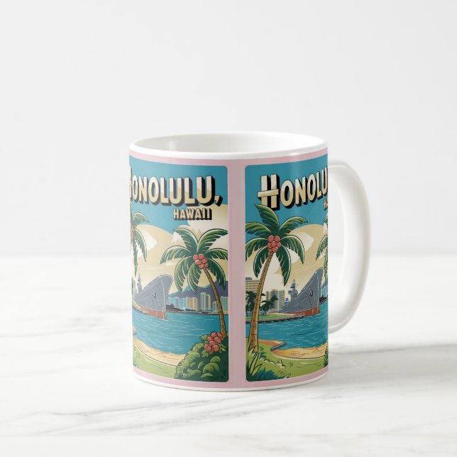 Caneca De Café Viagem Honululu, presentes de praia tropical do Ha (Frente Esquerda)