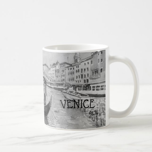 Caneca De Café Viagem Itália - souvenir preto e branco de VENICE (Direita)