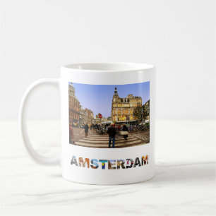 Caneca De Café Viagem nos Países Baixos de Amsterdã Foto Crie a