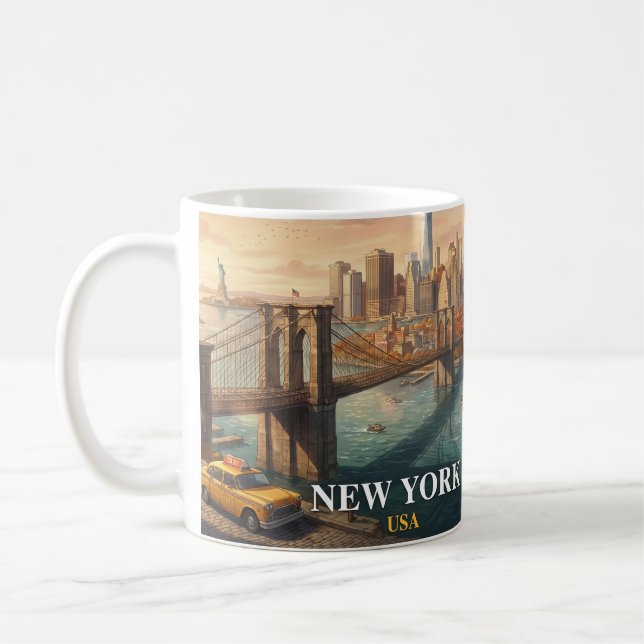 Caneca De Café Viagem pela Cidade de Nova York Ponte de Brooklyn  (Esquerda)