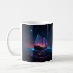 Caneca De Café Viagem sob um céu iluminado radiante