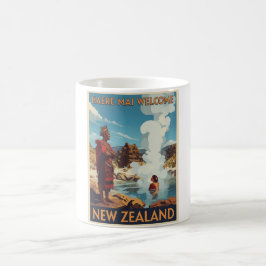 Caneca De Café Viagens geotérmicas vintage Maori na Nova Zelândia